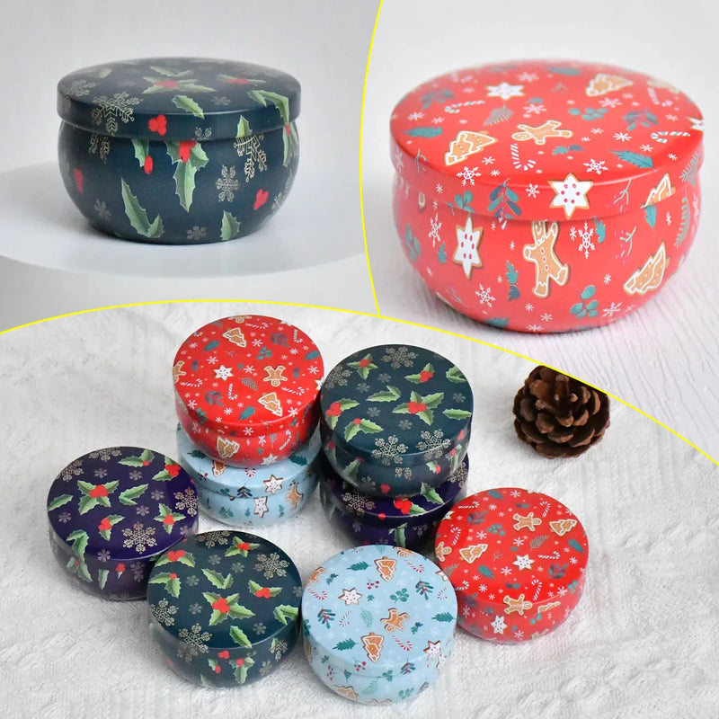 12pcs Premium Floral Printed Candle Tins，DIY Round candle container，Be used for Creative Candle Making, Christmas candle jars.