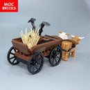 Set Sale MOC Bricks Cow Cattle Cart Oxen Town Farm House Assembled Building Blocks Accessories Children's Toys
