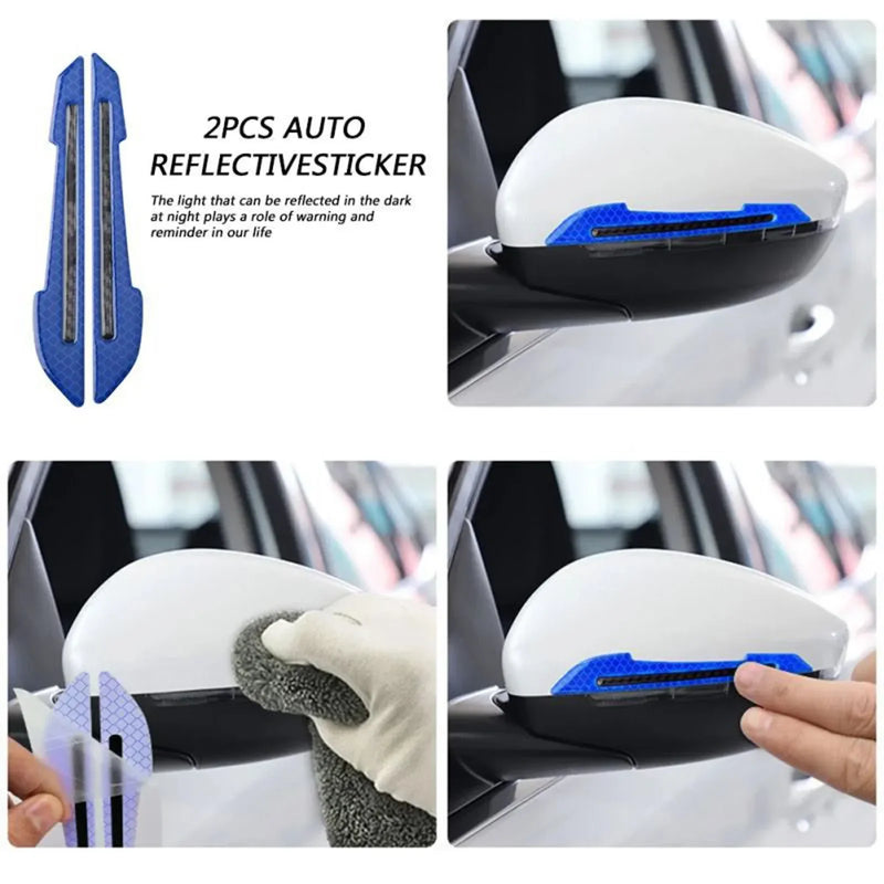 2PCS Car Reflective Sticker Car-styling Rearview Mirror Sticker Safety Warning Reflective Sticker Car Strip Stickers Exterior