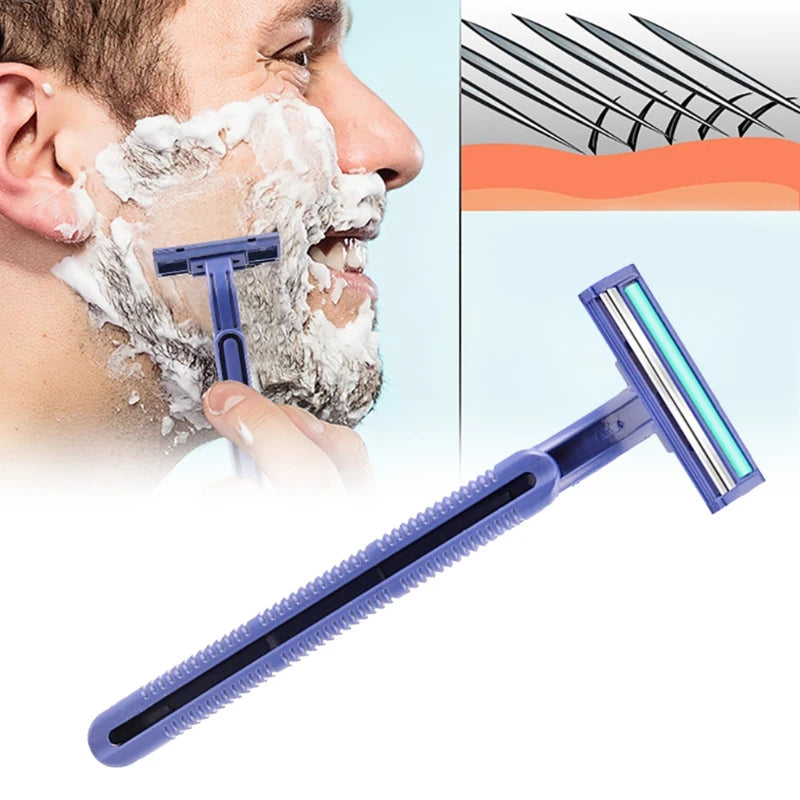 10 PCS Disposable Stainless Steel Beard Shavers Double for Home Men Women A6HB