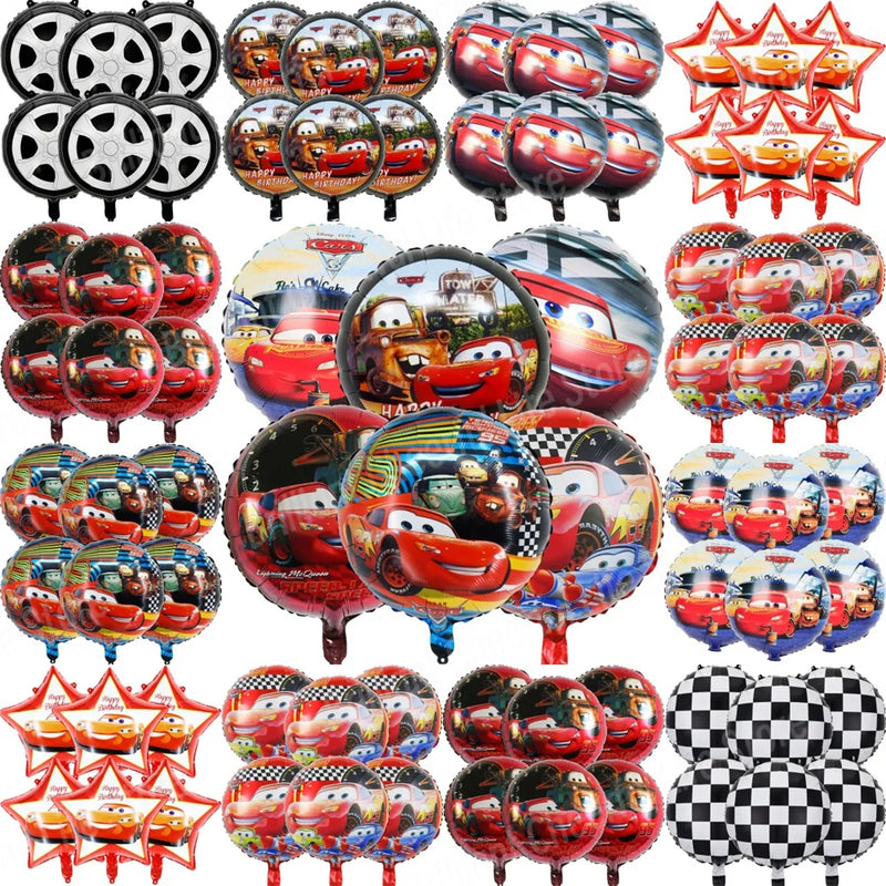 Disney Lightning McQueen Foil Balloons Set,Cars Birthday Decorations, Baby Shower, Race Car, Party Supplies, Gifts, 18Inch, 6Pcs