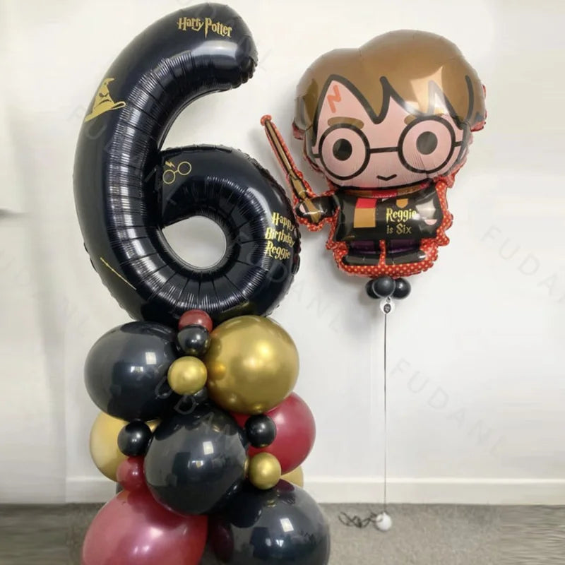 25pcs Harry Potter Theme Balloon Column 32inch Black Number 1-9th Children Birthday Baby Shower Party Decoration Globos Supplies