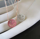 Happy face micro paved cz smile pendant necklace 925 sterling silver chain red blue white high quaity jewelry for girl