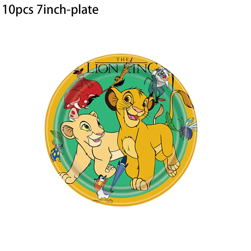 Lion King Simba Party Decorations Disposable Tableware Cup Plate Napkin Tablecloth Cake Topper Banner for Kids Party Supplies