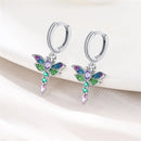 New 925 Silver Color Earrings Butterfly Firefly Ladybird Cactus Chameleon Star Double Hoop Earrings Fashion Party Unique Jewelry