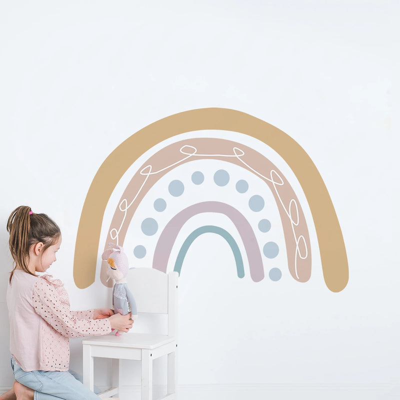 Large Love Rainbow Wall Stickers Classical Pattern PVC Decals Eco-friendly Sticker for Nursery Kids room Girls Bedroom Decor