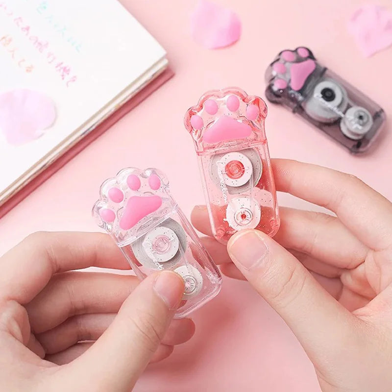 2Pcs Cat Claw Correction Tape Kawaii Portable Large Capacity Correction Tape Creative Cute School Supplies Stationery