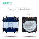 BSEED 1/2/3Gang Touch Switches 1/2/3Way Function Parts Type-c USB Wall French Sockets Crystal Glass Panels DIY Free Combination