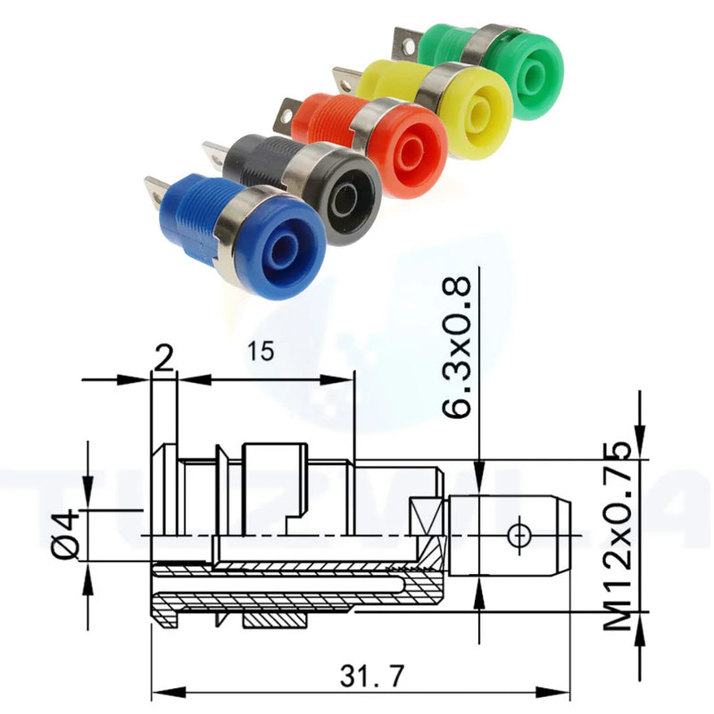 5PCS 4MM Banana Plugs Female Jack Socket Plug Wire Connector 5 Colors Each 1PCS Multimeter Socket Banana Head Female