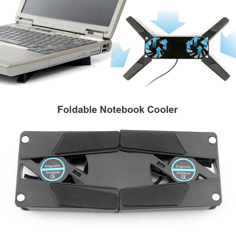 USB Powered Foldable Laptop Cooler with Double 60mm Fans for Notebook Computer