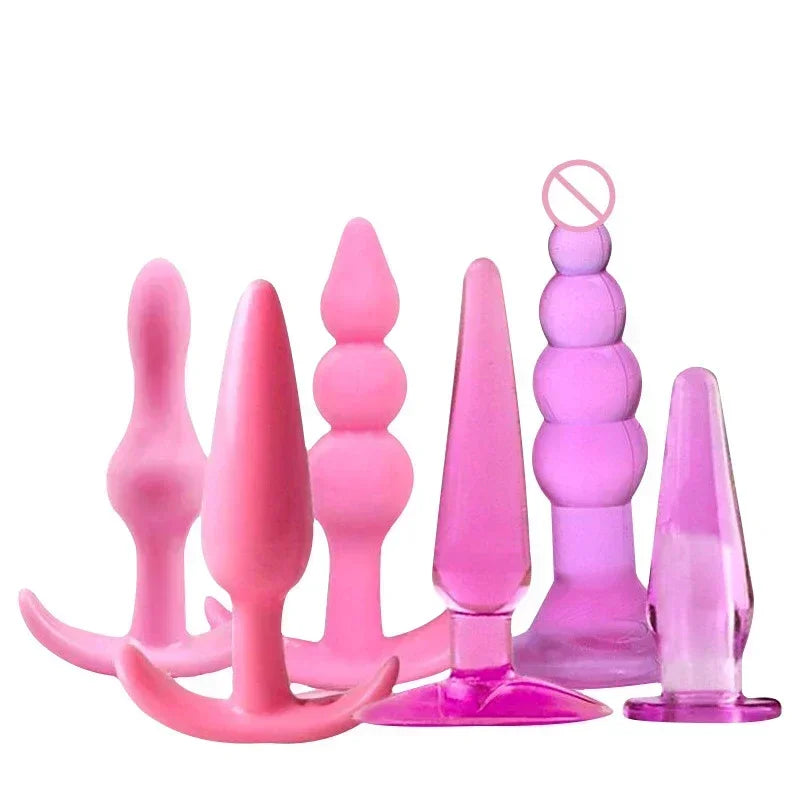 Anal Plug 6pcs Funny Butt Plug Backcourt Waterproof Silicone Comrades Adult Products Combination Set Massager Stick Training Kit