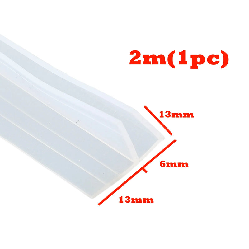 2m F Shape Bath Strip Shower Screen Door Seal Strip For Glass 6mm Seal Gap Transparent Rubber Oil Stains Bathtubs