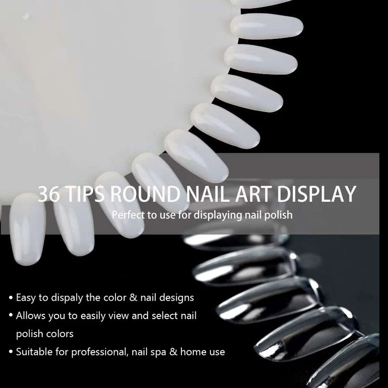 36 Tips False Nail Art Display, Acrylic Nail Color Card Practice Wheel Board, Painting Nail Polish Palette Tools