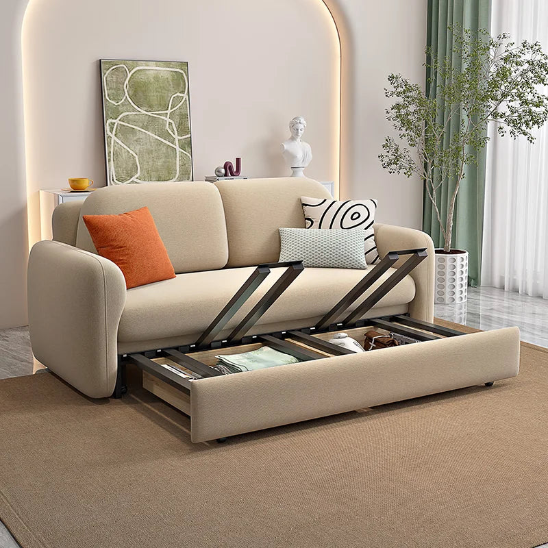Modern Style Sofa Soft Comfortable Adults Metal Leg Folding Armsofa Curved Shape Living Room Decor Canape Salon Smart Furniture