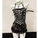 Rivets Tank Tops sexy top y2k clothes y2k crop top gothic clothes Gothic Tank Tops Punk  Tops y2k fashion Skull top vintage Tops