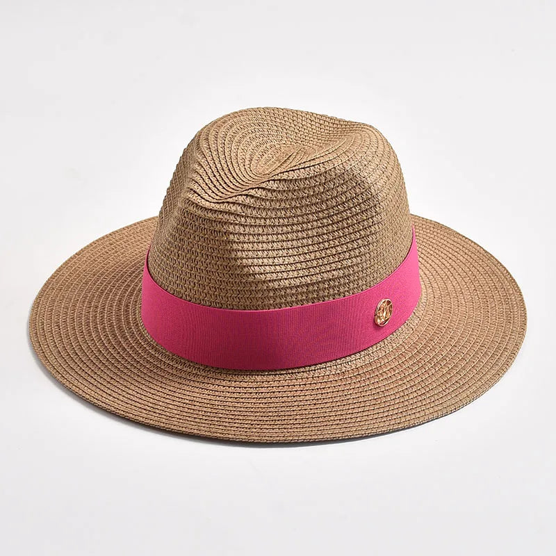 New Summer Straw Hat for Women Panama Soft Shaped Beach Sun Hat Outdoor UV Protection Travel Hat Sombreros De Mujer