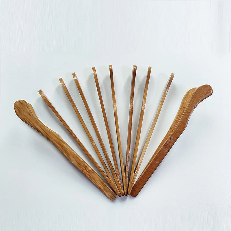 1x Eight Bamboo Incense Clip Teahouse Accessories for Ceramic Cups Clamp 16.8cm Curved Tongs