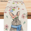 2024 Easter Rabbit Table Runner Linen Bunny Dining Table Cloth Placemat Spring Holiday Happy Easter Decoration For Home Kitchen