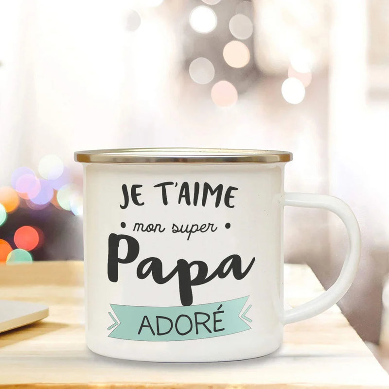 The Entire Universe Best Dad Print Coffee Cup Enamel Mugs Gift Father's Day Drink Wine Juice Cup Fathers Day Gifts Enamel Mug