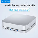 Elecife USB-C Docking Station for Mac Mini 7-in-1 USB 3.0 Hub with 2.5" HDD SATA Enclosure TF SD Card Slot for Mac Studio Dock
