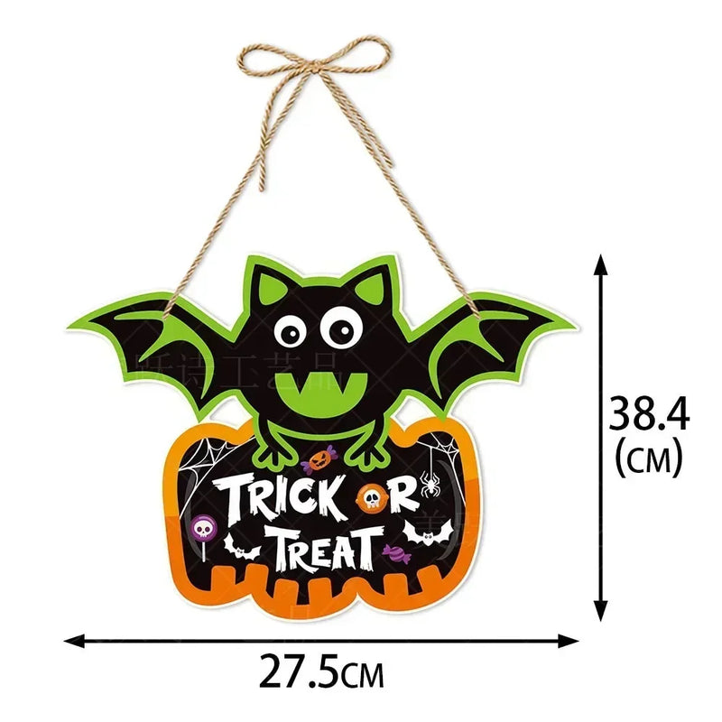 Halloween Ghost Face Pumpkin Door Hanging Bat Witch Hat Door Sign Pendant Ghost Festival Scene Layout Halloween Party Decor