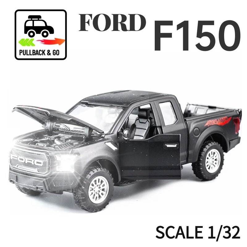 1:32 Ford F150 Pullback Car with Lights Engine Sound, Honda Nissan Diecast Car Model Scale Replica Gift Kid Boy Toy