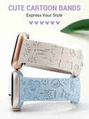 Engraved Band Strap for Apple Watch Band 44mm 40mm 45mm 41mm 38mm 42mm Silicone Solo Loop Bracelet iWatch 8 Ultra 7 6 5 3