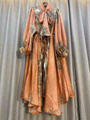 New 2024 Autumn Fashion Irregular Party Midi Dress Female long Sleeve Elegant Loose Print Casual Evening Dress For Women ﻿