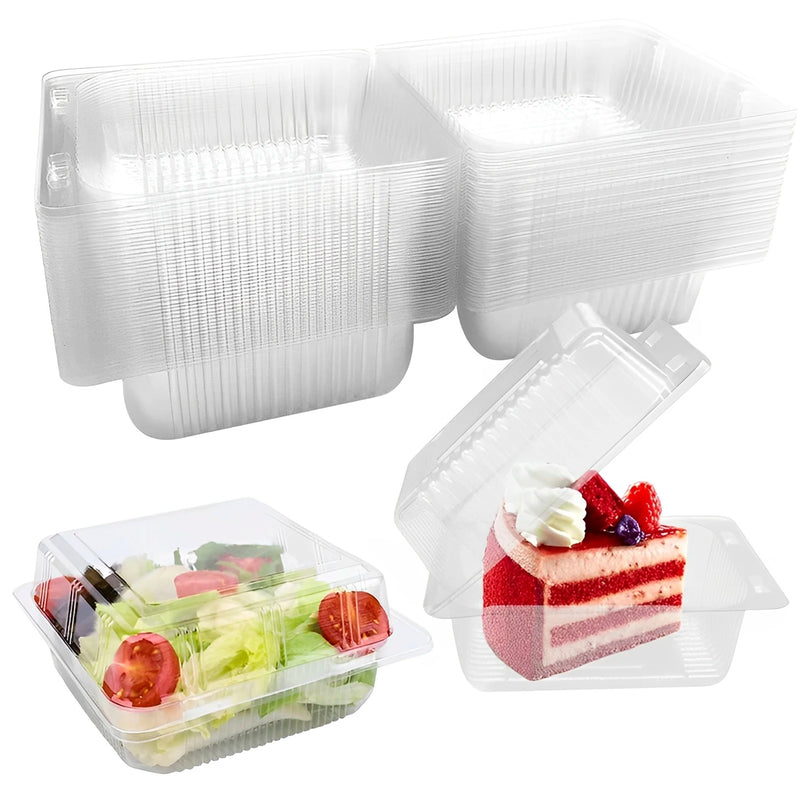 100Pcs Cake Slice Boxes Reusable Cupcake Slice Container with Lid Stackable Clear Square Single Dessert Box Triangular Sandwich