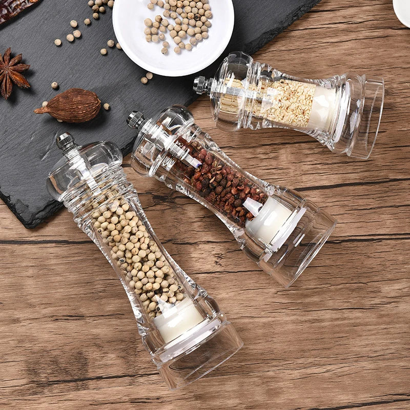 6/7/8inch Pepper Grinder- Acrylic Salt and Pepper Shakers Adjustable Coarseness By Ceramic Rotor Kitchen Accessories