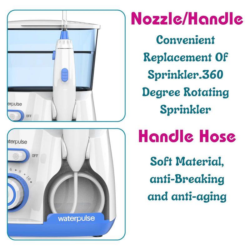 Waterpulse Electric Water Flosser Oral Irrigator, 800ML Large Capacity Dental Water Hygiene Flossing Teeth Cleaner with 5x Tips