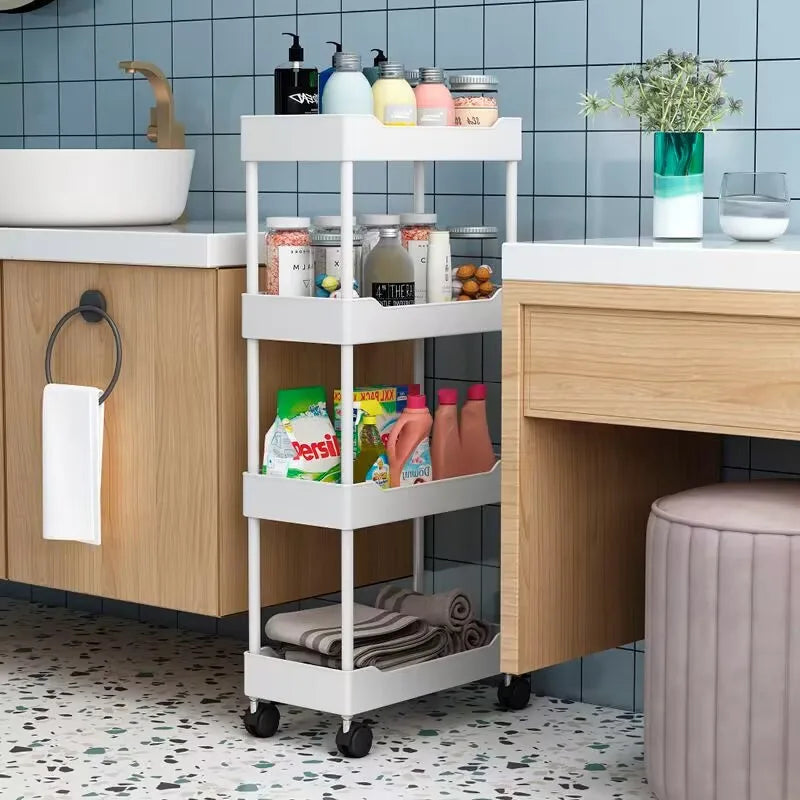 Kitchen shelf floor-mounted multi-storey storage rack movable cart vegetable basket shelf bathroom storage rack
