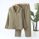 Autumn Long Sleeve Sleepwear Women's Cotton Yarn-dyed Jacquard Ethnic Style Print Pajamas for Women 2 Pieces Outfit Loungewear