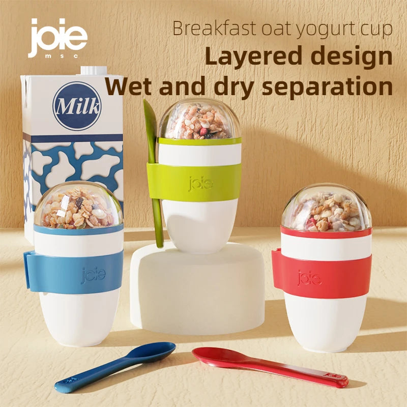 Joie Portable Breakfast Cups Oatmeal Cereal Nut Yogurt Salad Cup Container Set with Spoon Lunch Box Food Storage Bento Box