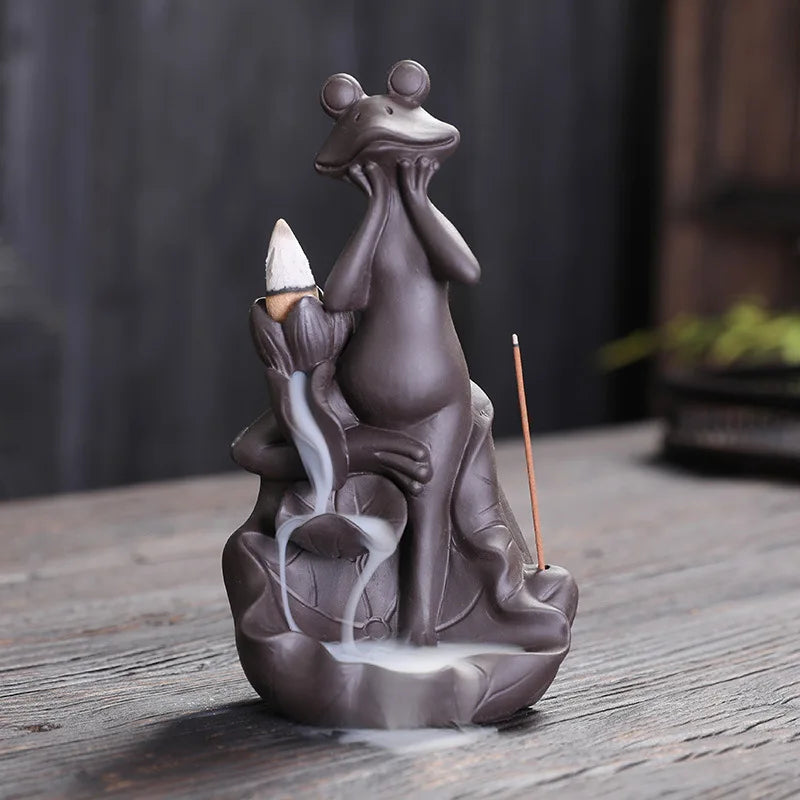 Y Love Each Other Backflow Incense Burner Purple Sand Incense Waterfall Cone Censers Ceramic Incense Holder Home Decor Ornaments