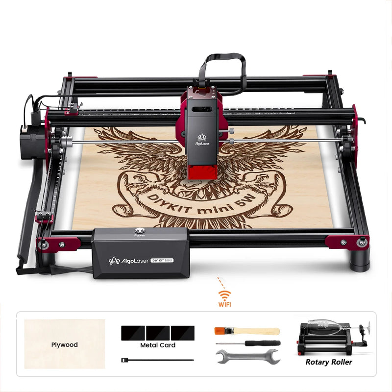 AlgoLaser Desktop Laser Engraver Y-axis Rotary Roller Engraving Cutting Cutter Machine Wood Metal Acrylic Woodworking 390x410mm