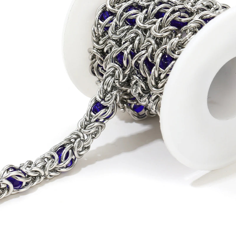 1 Meter 10mm Width Stainless Steel Chunky Knot Silicone Beads Chains for DIY Hip Hop Necklaces Jewelry Making Findings  Supplies