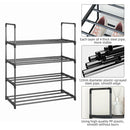 Shoe Rack 4 Tier / 6 Tier Shoe Organizer with 4 Shelves / 6 Shelves Metal Shoe Storage Stackable for Living Room Hallway Black