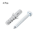12x60mm/5x25mm Plastic Expansion Tube for Drywall with Hex Screws Gray/Color Zinc Screws White