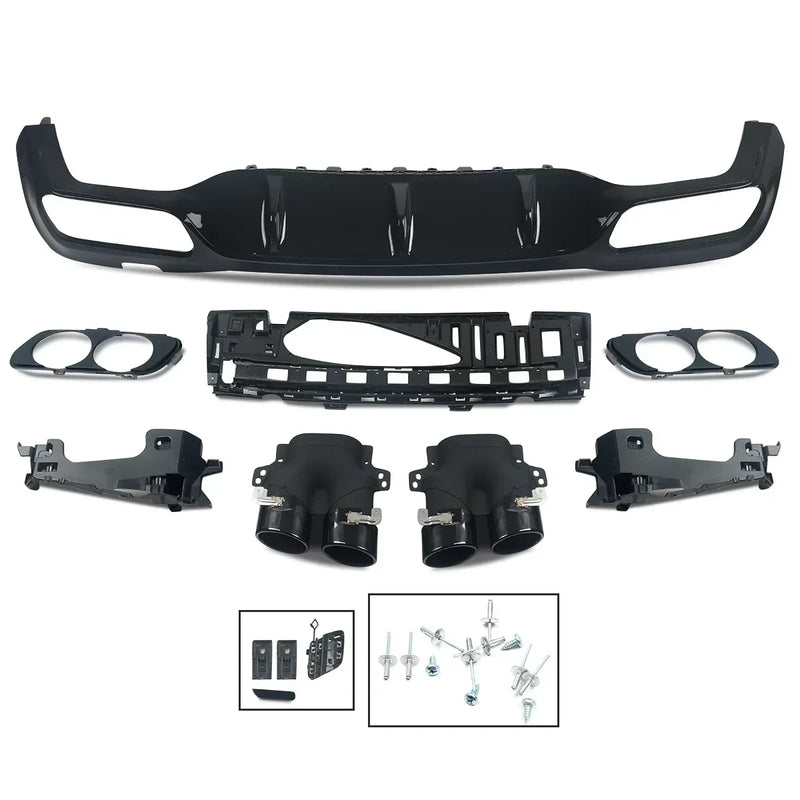 Rear Diffuser With Exhaust Tip For Mercedes-Benz W213 AMG E53 Style Bumper 2016-20