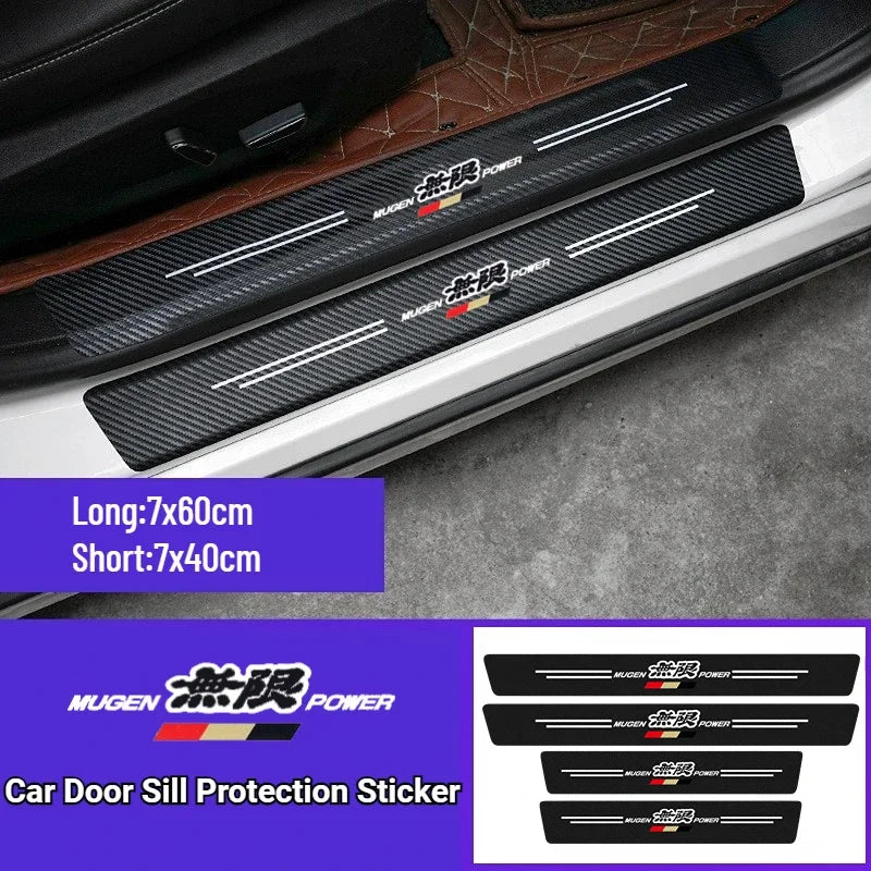 MUGEN Car Door Sill Protection Sticker Carbon Fiber Decorative Strip  for Honda Mugen Power Accord Civic Vezel Crv City Jazz Hrv