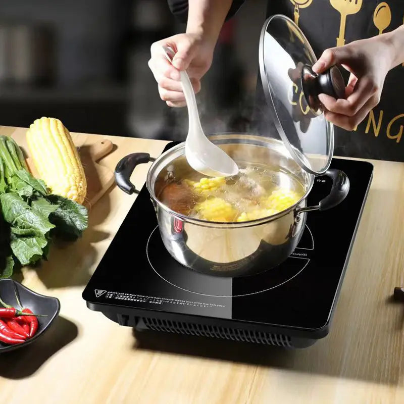 2200W Electric Induction Cooker Boiler Waterproof Stir-Fry Cooking Plate Intelligent Hot Pot Stove Burner