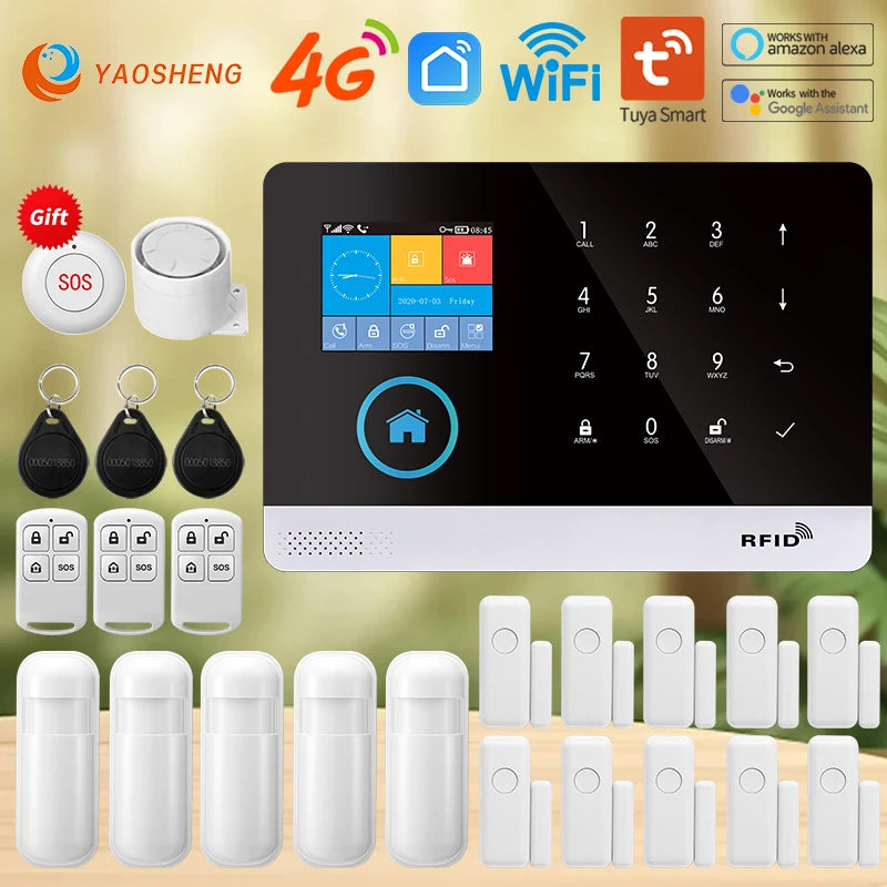 Tuya Wireless Home Alarm System 2G 4G Smart Home Alarme Residencial WIFI Alarme Maison Support Smart Life App ALexa Google Home