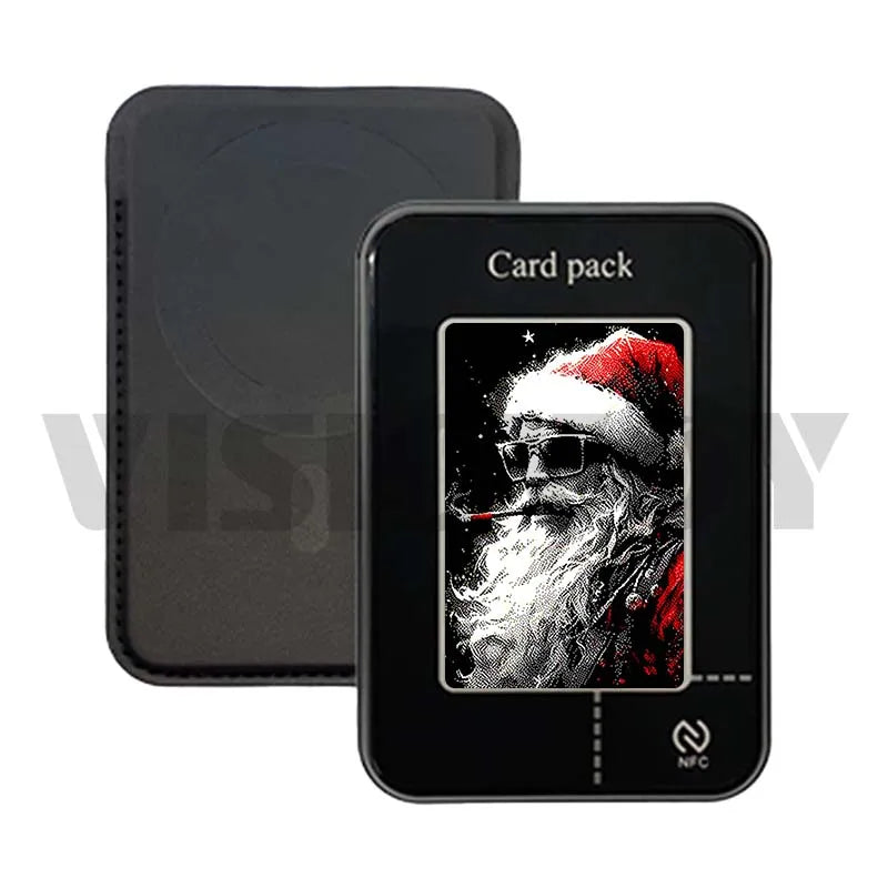 Magnetic Card Holder Wallet Case for iPhone, NFC Function, DIY Phone Cases, Christmas Gifts, E ink, 4 Color Screeen