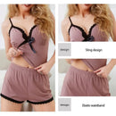 Summer Casual Women's New Comfortable Ribbed Fabric Pajama Set Women's V-Neck Bow Top and Shorts Pajama Set