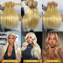 Annione 613 Human Hair Bundles 12A Straight Human Hair Bundles Raw Human Hair 100% Blonde 3/4 Bundles Hair Extensions For Women