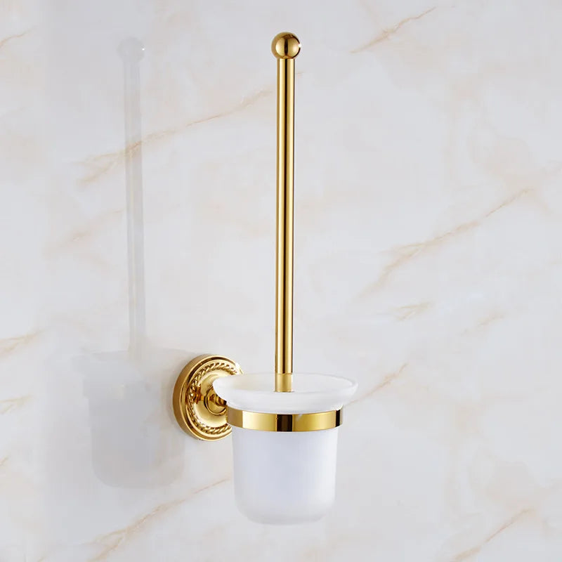 Gold Bath hardware Set Bathroom Accessories Shelf Soap Dish Toilet Paper Holder Soap Dispenser Robe Hook ELM53G