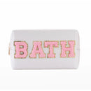 Patch Cosmetic Bag Stitched Letters PU Leather Waterproof Cosmetic Bag Travel Organizer for Women Teen Girls Makeup Bags New