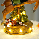 NORTHEUINS Resin Santa Claus Riding Deer Figurines for Interior Glowing Hand-Painted Decoration Christmas Dolls New Year Gifts