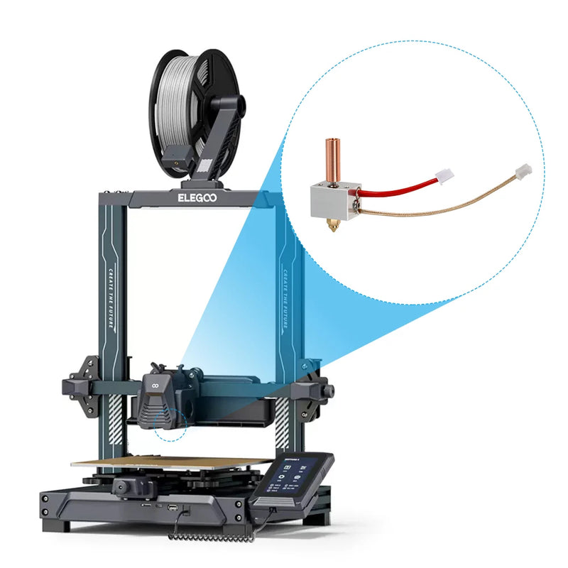 Hotend Kit For Elegoo Neptune 4 For 3D Printer Upgraded Copper Pipe Metal Heater Block Brass Nozzle Heating Rod Thermistor